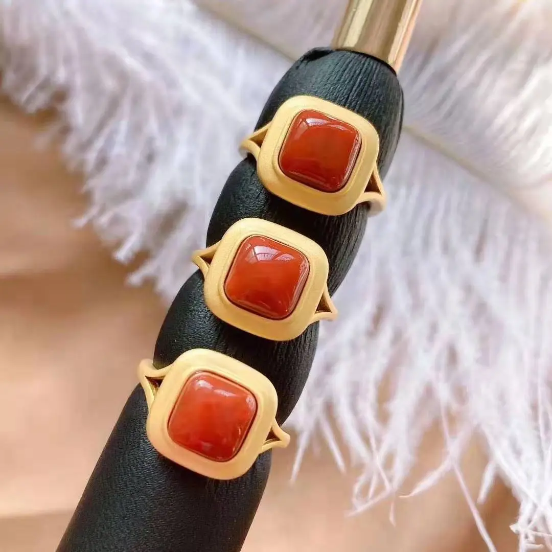 

HML & новый оригинальный дизайн эмалированное фарфоровое геометрическое квадратное Открытое кольцо в китайском стиле ретро дворец