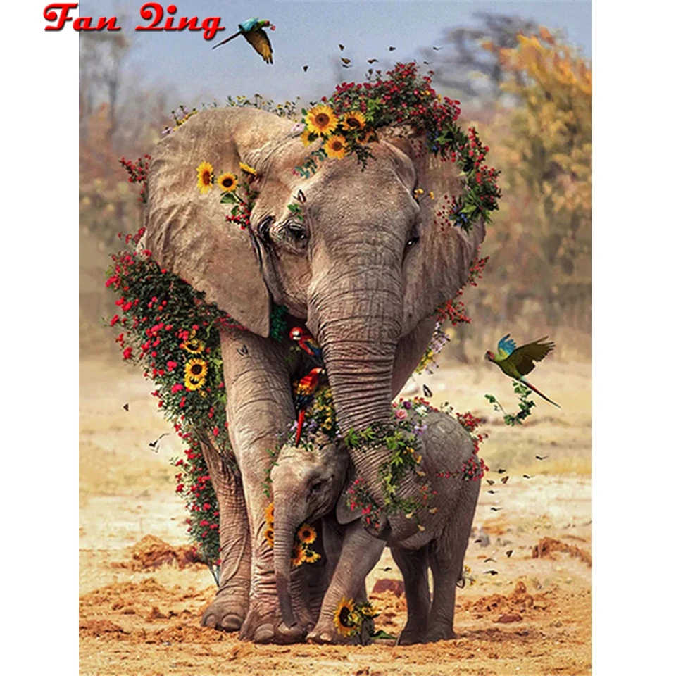 

Алмазная живопись со слоном, вышивка крестиком, 5D алмазная вышивка с животными, полная квадратная, круглая, искусство ручной работы, хобби