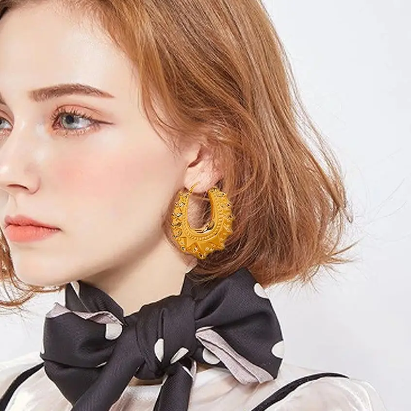 HONGTONG U-образные геометрические круглые серьги из бисера для женщин