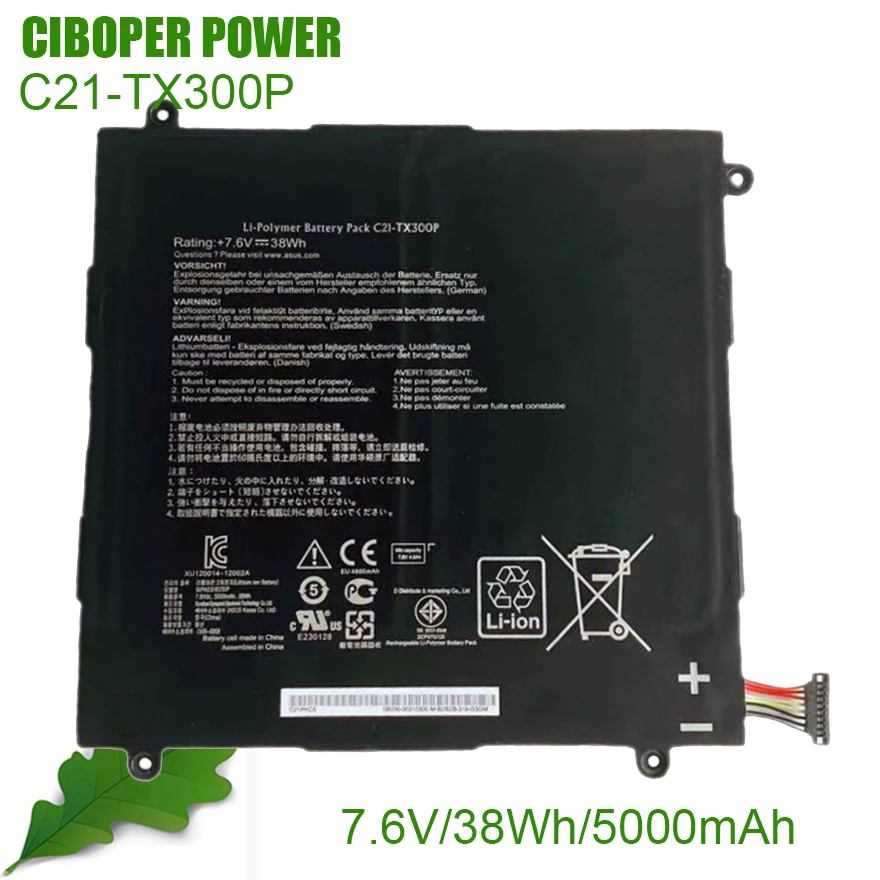 Bateria Genuína C21-tx300p 7.6v 38wh do Portátil da Potência de Ciboper para o Livro do Transformador Tx300ca 13.3 Series