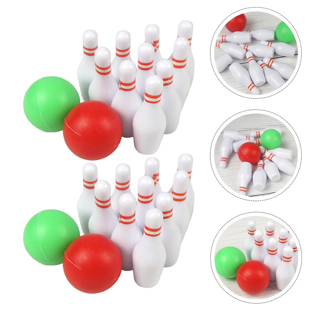 

2 Sets Miniture Decoration Bowling Ball Model Small House Decorations 1.5X0.8X0.8CMCM Plastic Supply Child