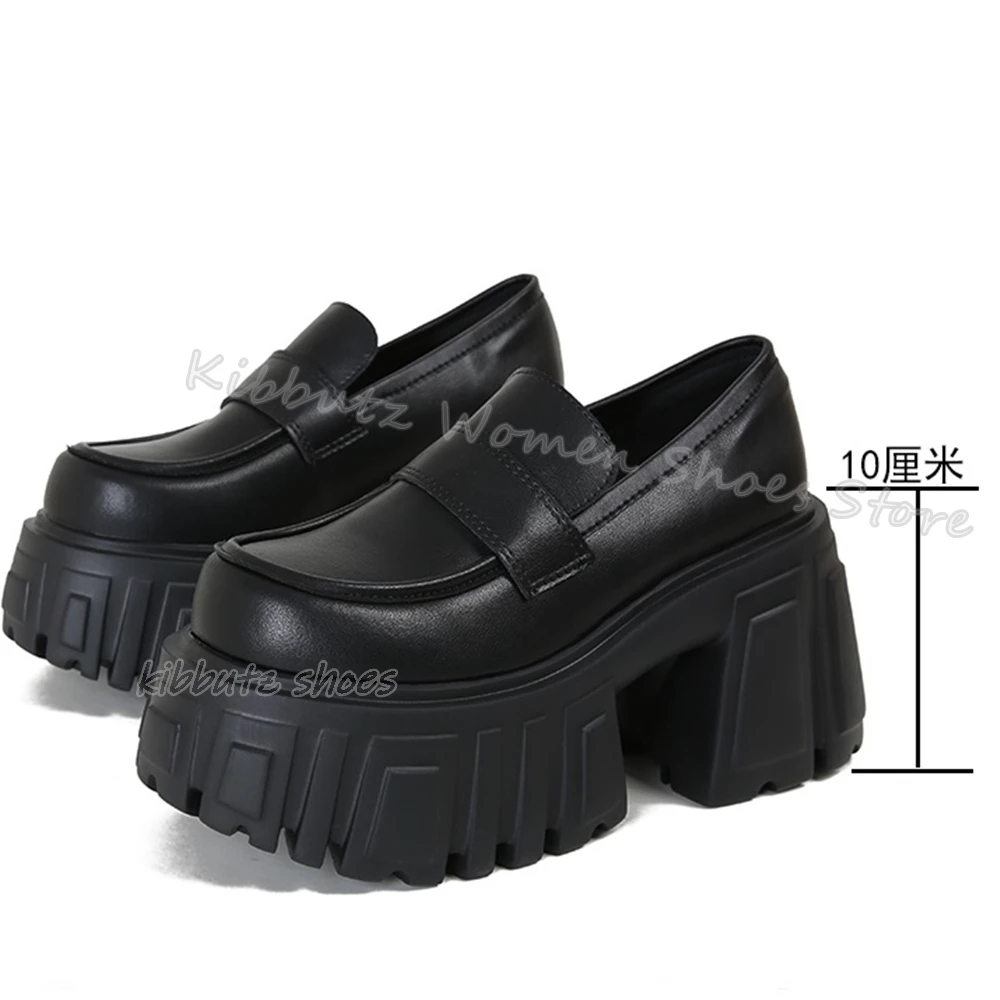 Туфли-лодочки Мэри Джейн на платформе с круглым носком массивном каблуке из