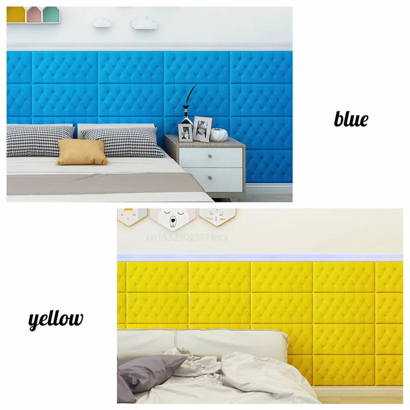 

Self-adhesive 3D Three-dimensional Wall Stickers Thicken Tatami Anti-collision Wall Mat Children's Bedroom Bed Soft Cushion 4MM