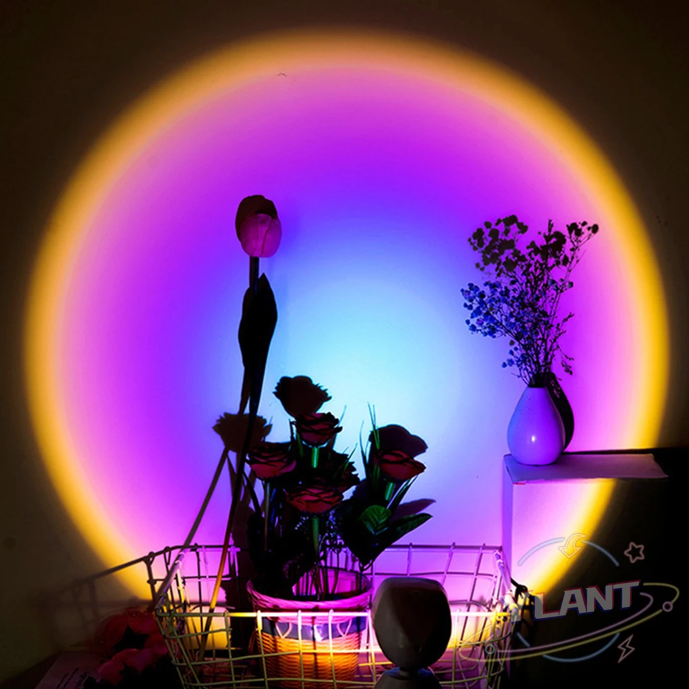 

Ylant Rainbow Sunset Projector Atmosphere Led Night Light Home Coffe Shop Background Wall Decoration Colorful Lamp Nightlight