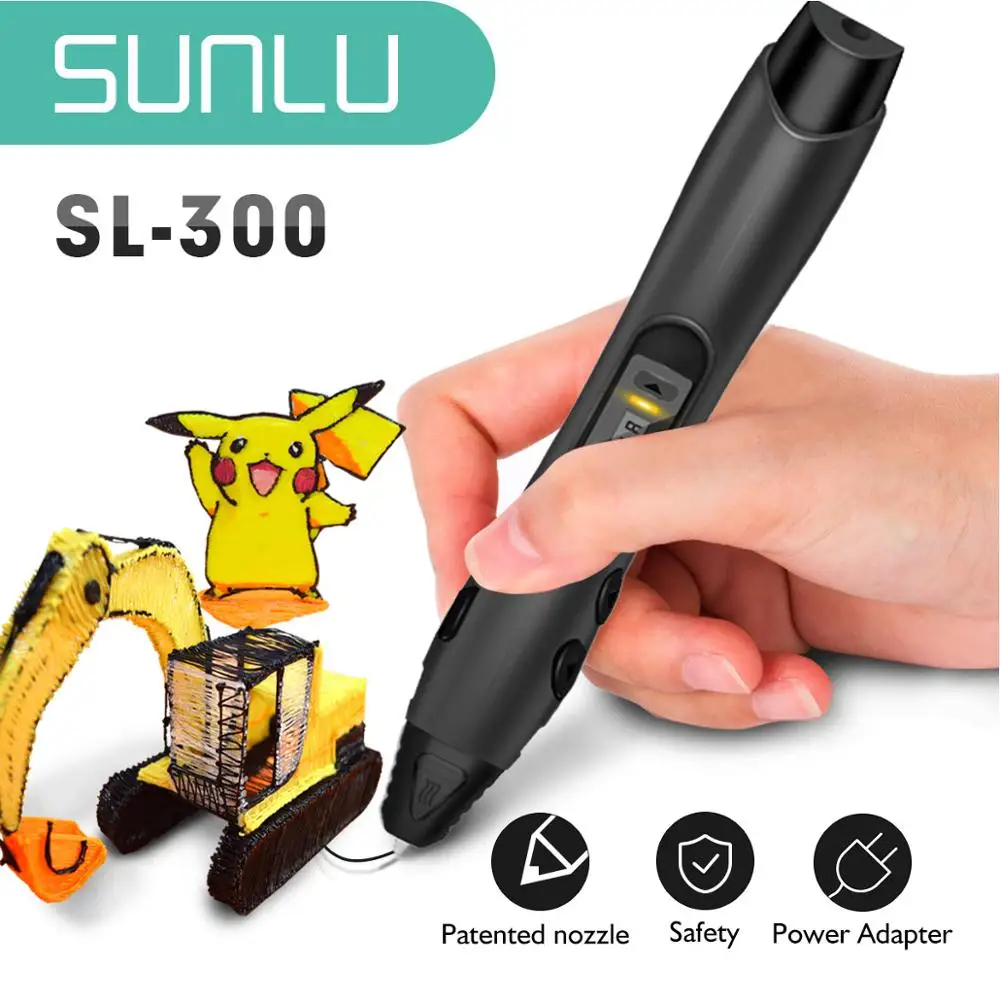 SUNLU 3D Printer Pen SL-300 new DIY gift free ship with UK EU US Plug 8 Digital Speed Control for Drawing and DIY