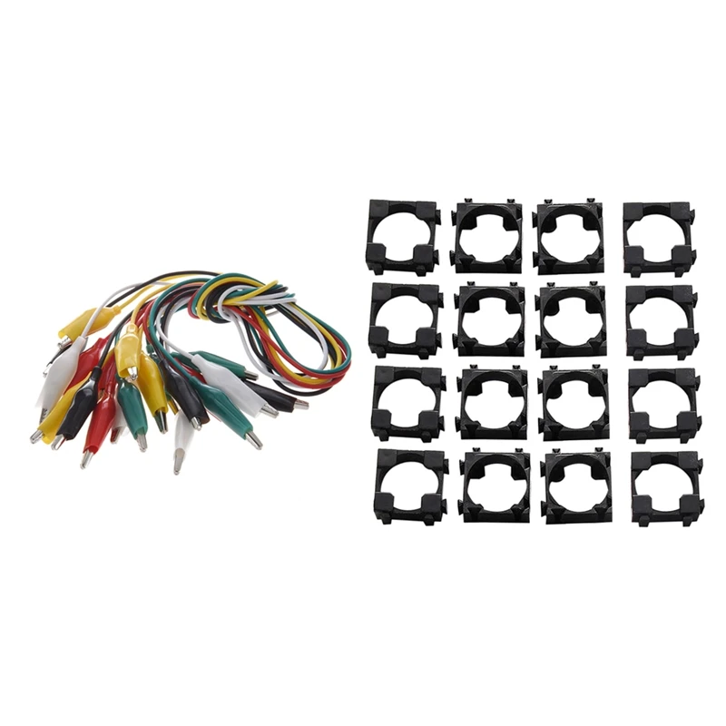 

10 Pcs 5-Color Double Ended Alligator Clips Test Lead & 200 Pcs Battery Bracket 18650 Anti Vibration Holder Bracket