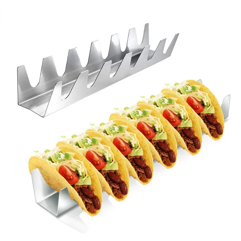 

Stainless Steel Taco Holder Stand Taco Plate Fried Food Cooling Drain Tray Rack Pancake Storage Shelf Pizza Pie Display Stand