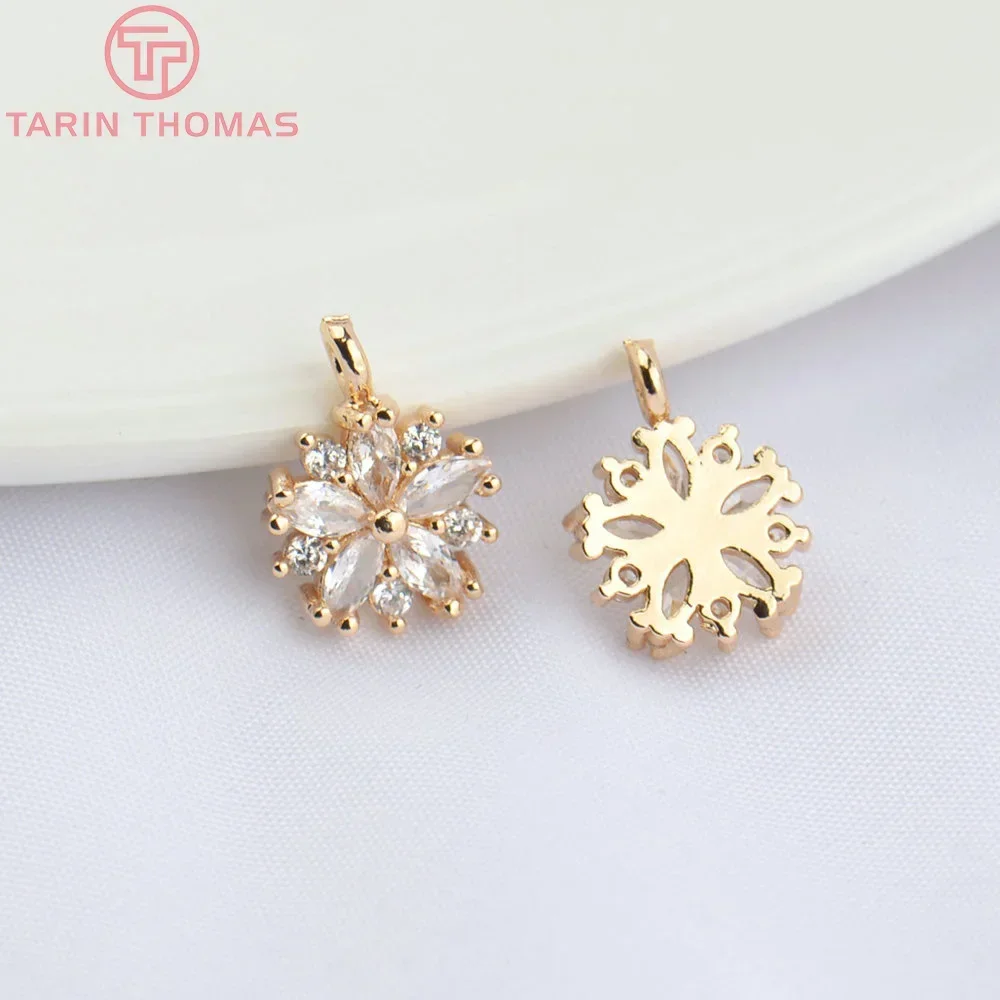 (4856) 10 шт. 9 мм 24 К цвет шампанского золото латунь с цирконом подвески в виде цветка