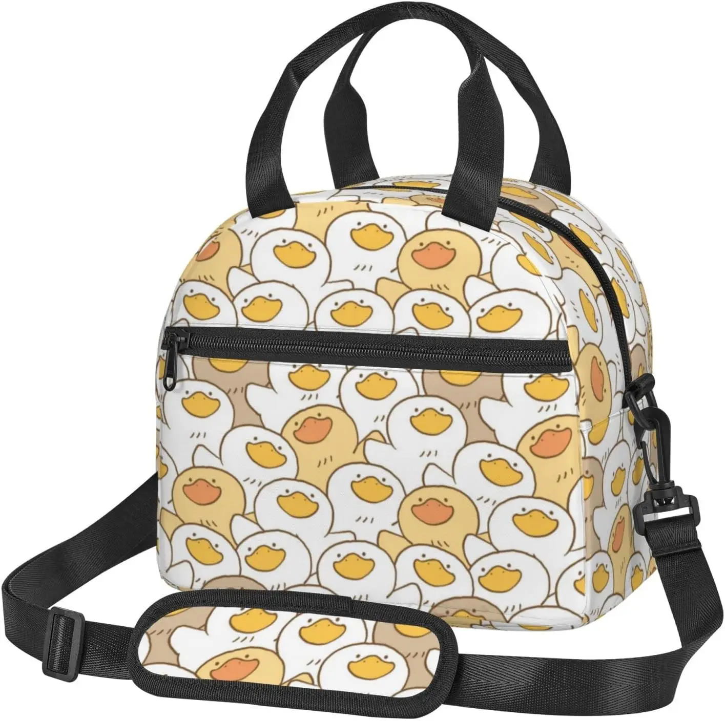 

Cute Cartoon Duck Insulated Lunch Bag with Straps, Lunch Box for Women and Men, Waterproof Tote Bag for Office and