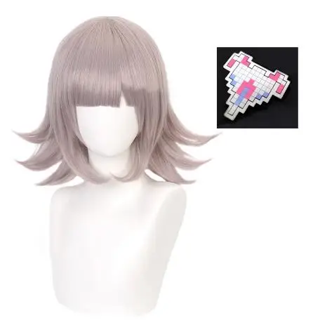Парик для косплея Nanami ChiaKi термостойкий короткие коричневые розовые супер