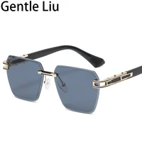 rimless square sunglasses women frameless sun glasses for men 2022 luxury brand gradient lens metal frame small eyewear shades