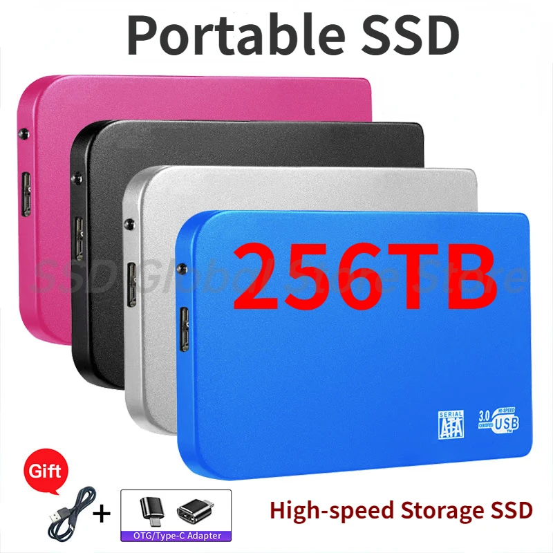 

100% Original High-speed 256TB 128TB SSD Portable External Solid State 2TB Hard Drive USB3.0 Interface HDD Mobile for Laptop/mac