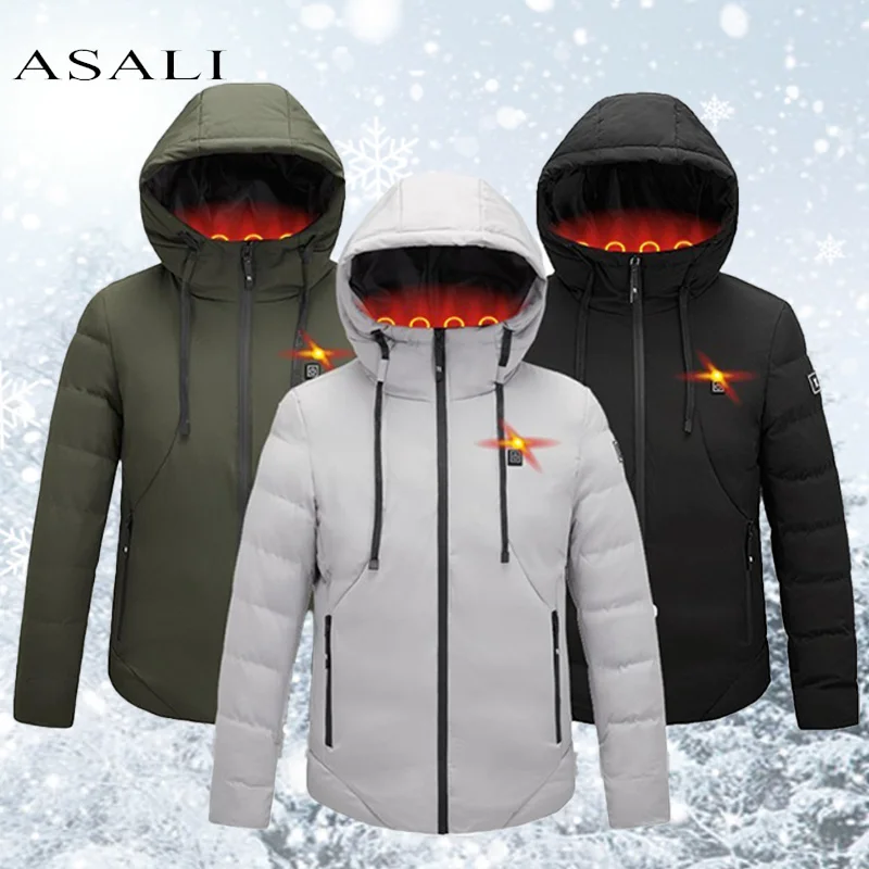 

Men USB Heating Fleece Jackets Parkas Smart Thermostat Detachable Hooded Heated Waterproof Jacket Clothing 2022 Winter New Warm