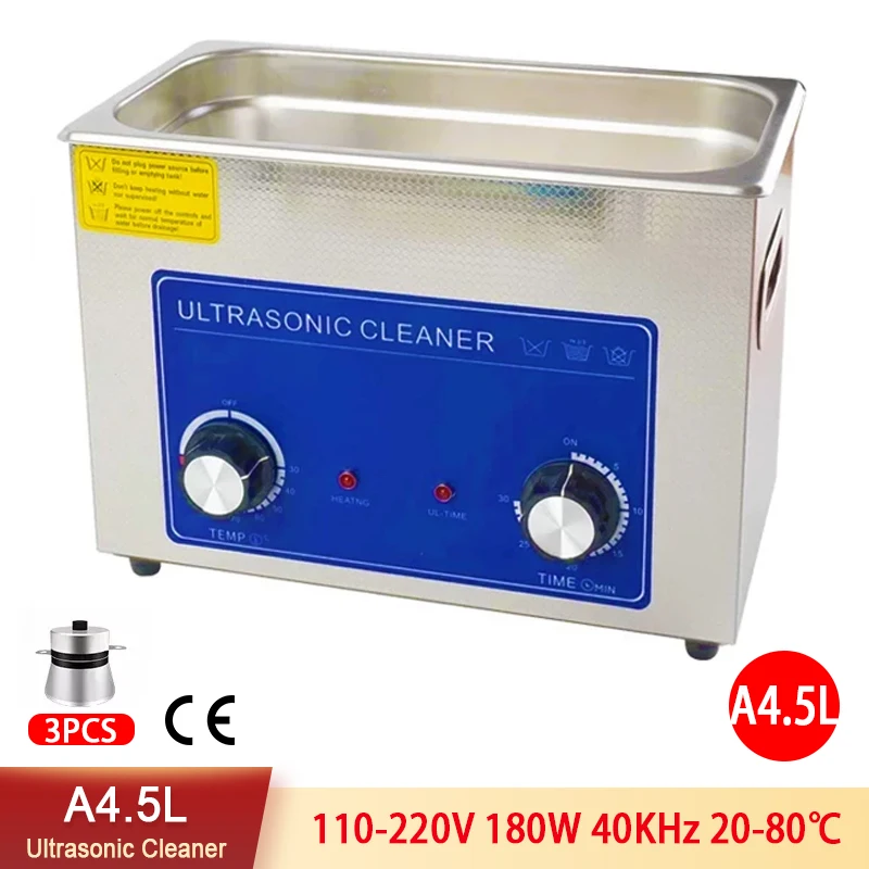 

4.5L 180W Digital Ultrasonic Cleaner Ultrason Cleaner Bath with Heater Timer and Basket for Cleaning Jewelry Brass Sonic Cleaner