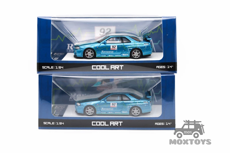 Литая под давлением модель автомобиля Time Micro COOL ART 1:64 GTR R34 Blue No 92 (art.: 3920ca740b331) - 3920ca740b331