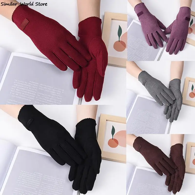 

1PairLady Gloves Touchscreen Thermal Fleece Winter Casual Cycling Thick Windproof Full Finger Glove Mittens Motorbike Glove