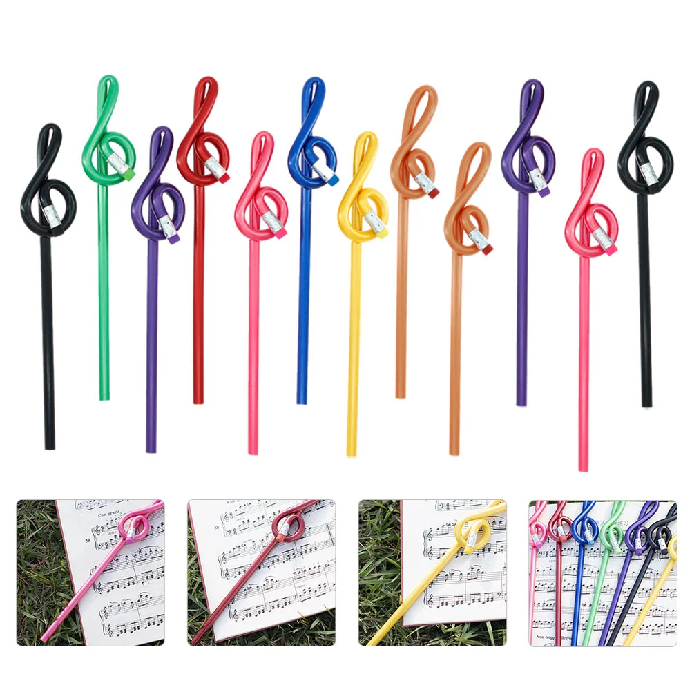 12 Pcs Musical Note Shape Pencils Bulk Stationery Cartoon Music Pencils Plastic Valentines Pencils Kids Work