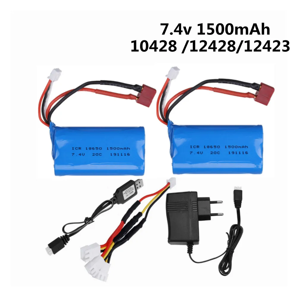 

Литий-полимерный аккумулятор 18650 7,4 в 3000 мАч для Q46 Wltoys 10428 /12428/12423, запчасти для радиоуправляемых автомобилей с зарядным устройством 7,4 В, 2S, ак...