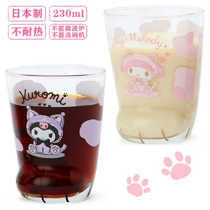 

230 мл мультяшный Sanrio Hellokittyed Kuromi My Melody Cinnamonroll стеклянная чашка для воды Кошачий коготь молочная чашка симпатичный детский подарок на день рож...
