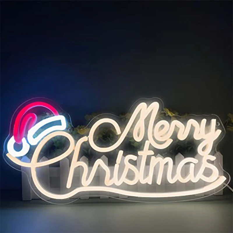 Merry Christmas Custom Neon LED Sign Lights Santa Halloween Room Bedroom Decoration Home Holiday Party Decor Night Lights