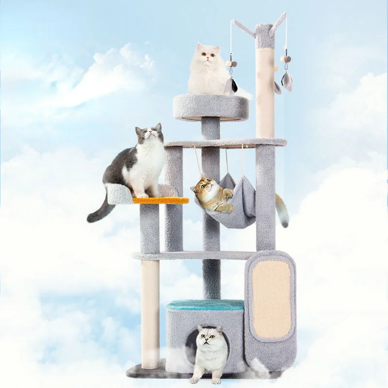 

Sky City Cat Climbing Frame Cat Tree One Sisal Scratching Post Jumping Platform Space-Saving Pet Products Toys