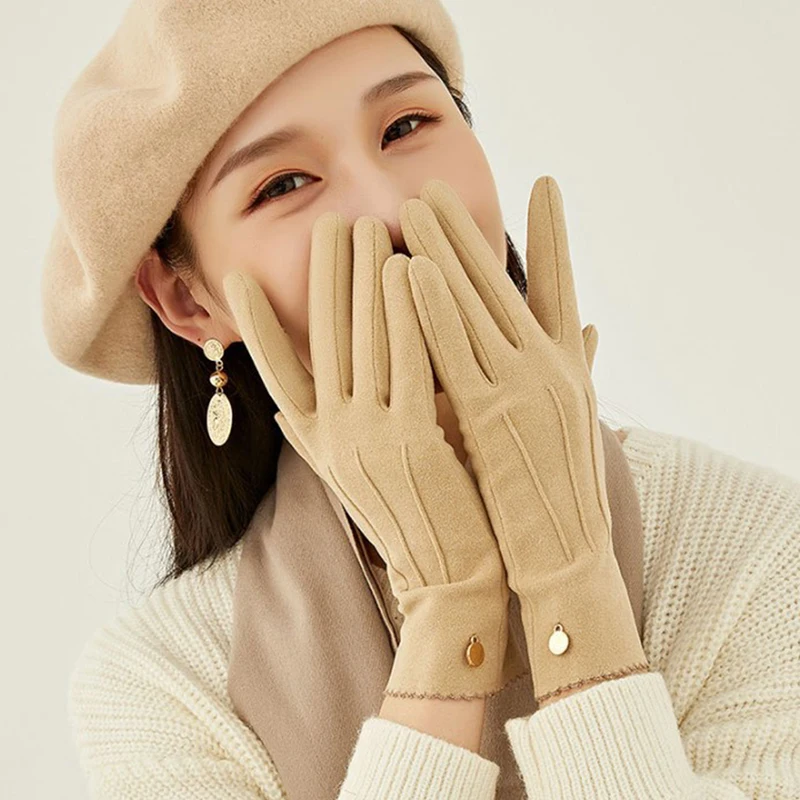 

Модные женские перчатки, немецкие бархатные перчатки, уличные теплые перчатки для верховой езды, спортивные перчатки для сенсорного экрана...