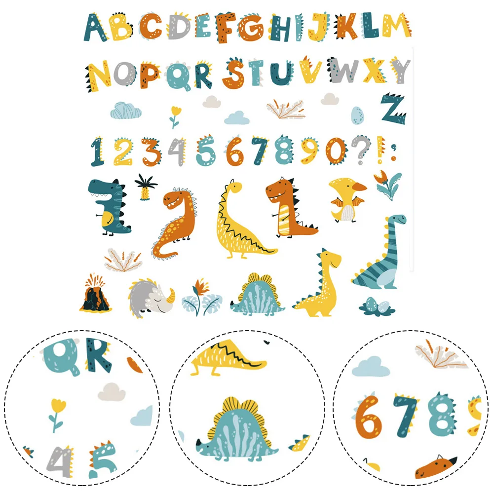 

1Pc Wall Sticker Kindergarten Dinosaur Letter Stickers Early Education Number Stickers PVC For Children's Room Decoration