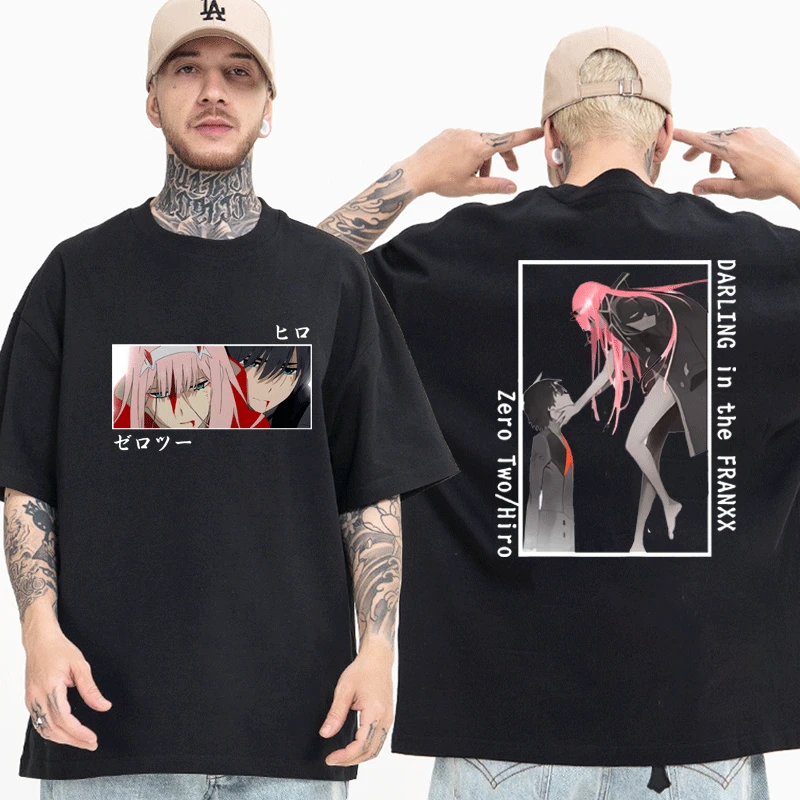 

Anime Darling In The Franxx Zero Two Hiro T Shirt Fashion Harajuku Casual Streetwear Graphic Short Sleeve T-shirt Cotton Tees