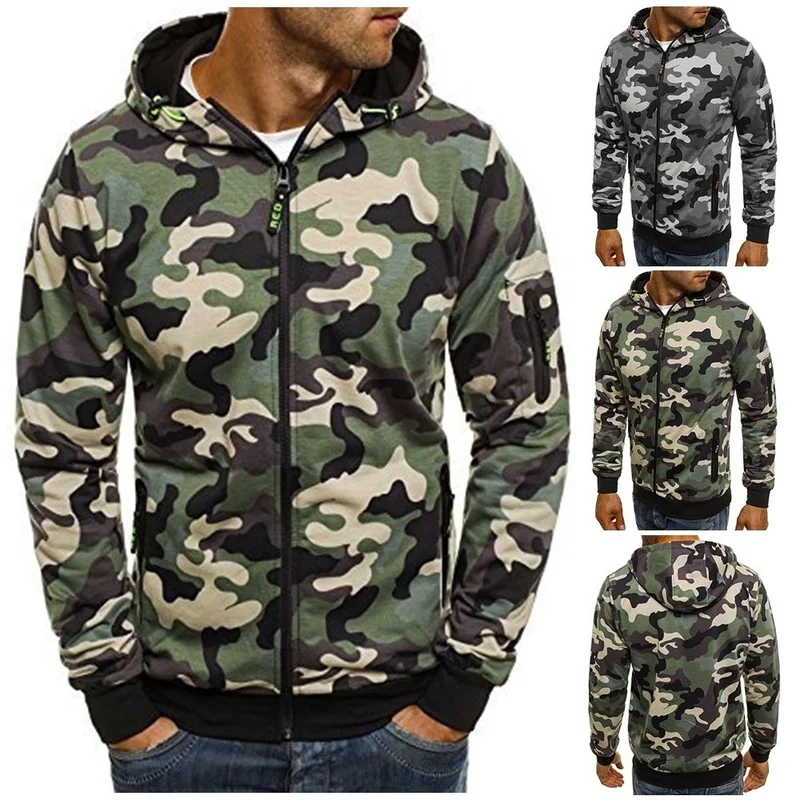 

Men's Oversized Hoodie Fashion Tops Warm Windproof Homme Jacket Tracksuits Overcoats Camouflage Men Clothing 2021 Streetwear