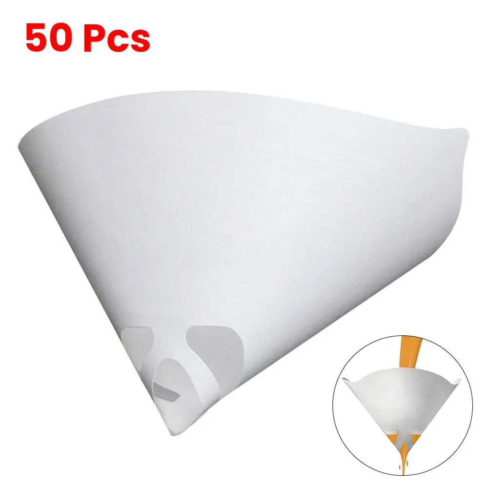 

50pcs Paint Strainer Filter Purifying Straining Cup Funnel Disposable Paper 100 Mesh Paint Filte Mesh Conical Nylon Micron Paper