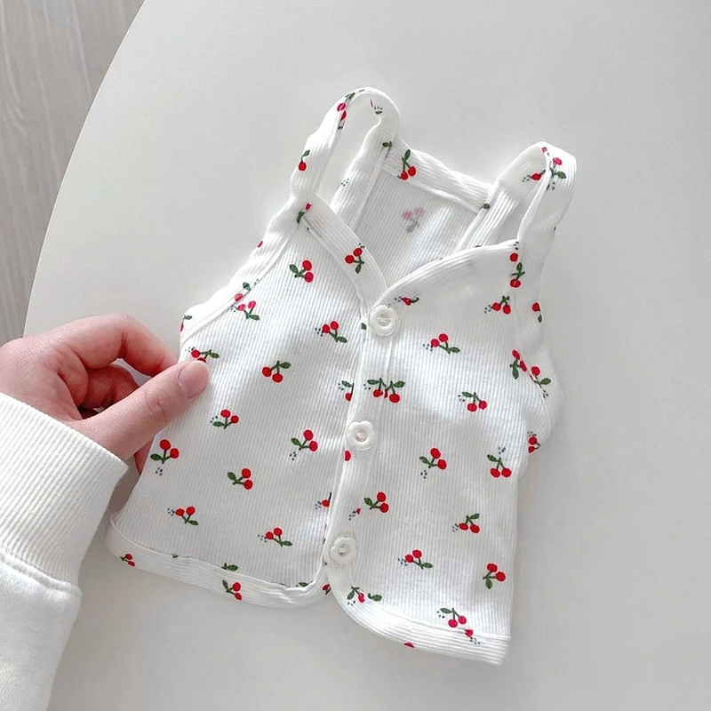 

Korean Version of Cherry Puppy Suspenders Breathable Pet Vest Summer Fruit Clothes Teddy Cool Open Shirt Fashion Dog Clothes