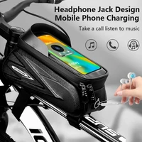 rzahu bike bag 2l frame front tube cycling bag bicycle waterproof phone case holder 7 2in touch screen phone bag mtb accessories