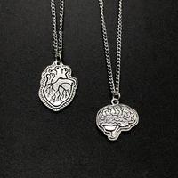 set of 2 necklace brain and heart pendant brain heart necklace best friends