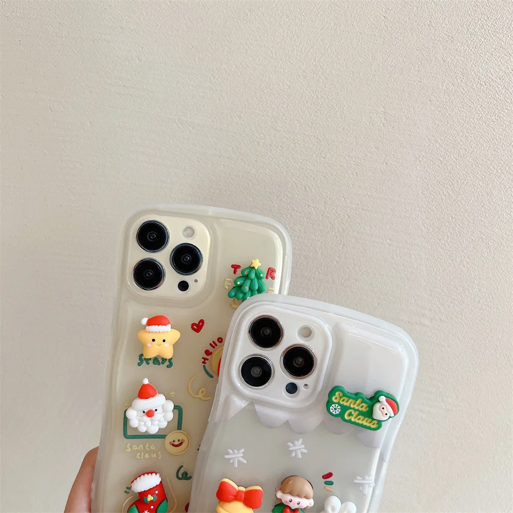 Фото 3D Милый Рождественский прозрачный мягкий чехол для iPhone 13 12 Pro Max для iPhone 11 XS MAX X XR новогодний бампер с изображением святого дерева в подарок №5