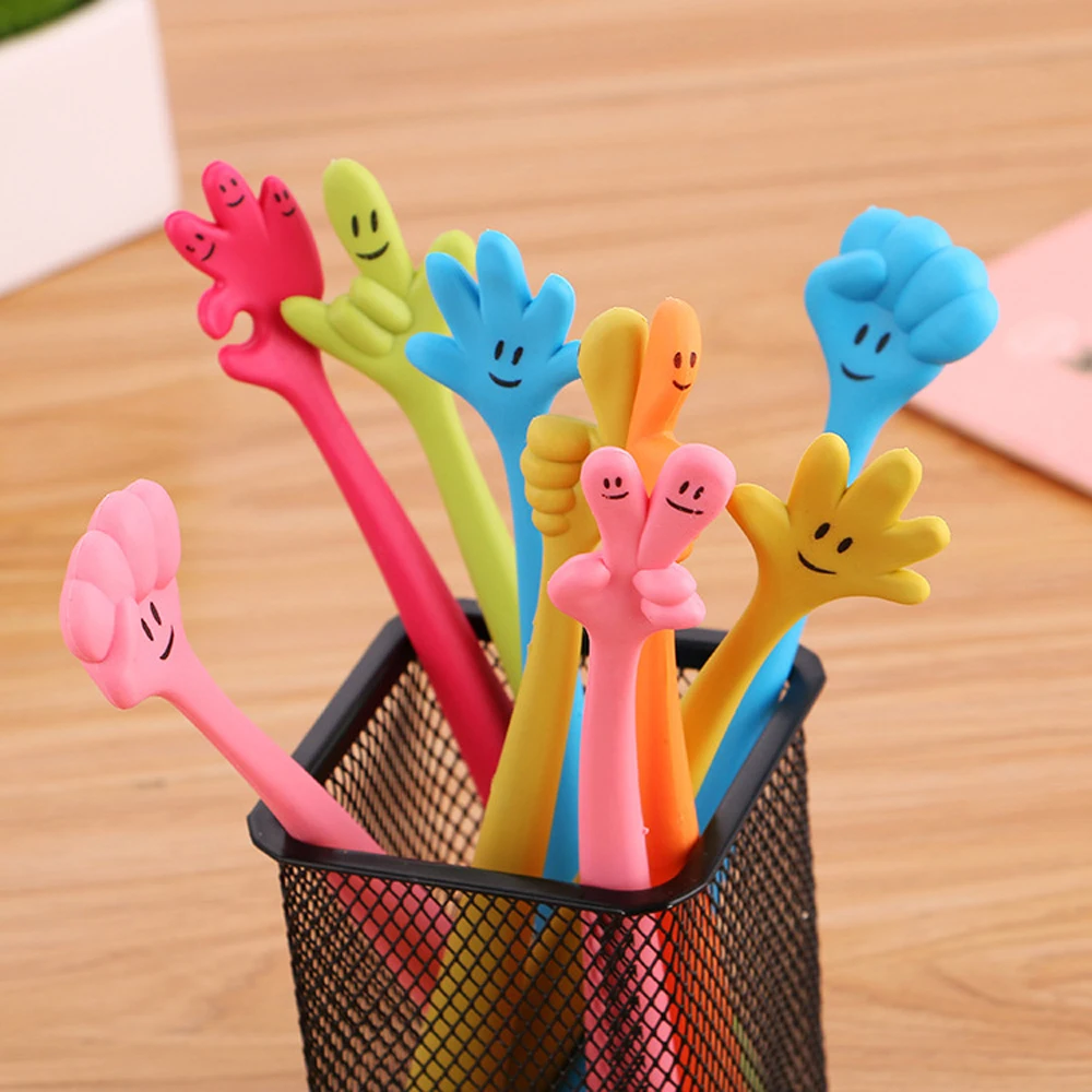 

500Pcs Finger Funny Free Bending Hand Ballpoint Pens Gift 0.5mm Blue Ink For Kids Students Learning Stationery Office Supplies