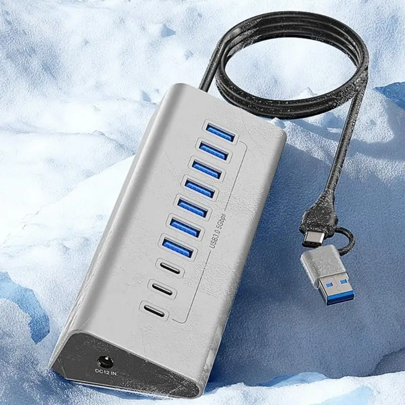 Фото 652f USB Hub 7/10 порт USB Hub Extender Type C Адаптер быстрой скорости Cast Speed ​​Power 7/10 в 1 №2