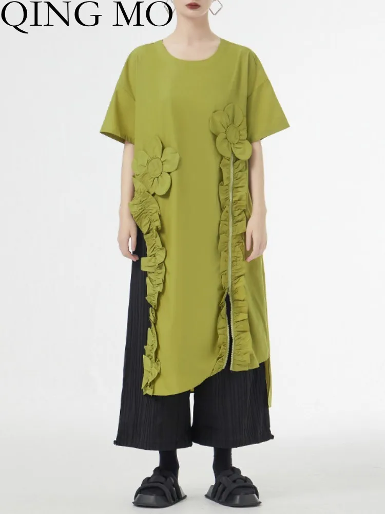 

Женское платье-рубашка с коротким рукавом, на молнии