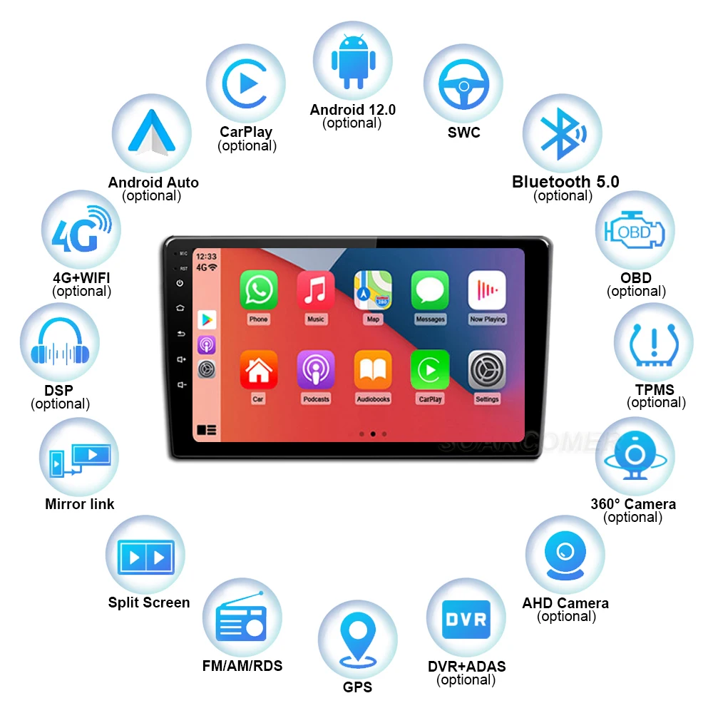 Автомагнитола 2 Din мультимедийный видеоплеер на Android 12 для Mitsubishi ASX 1 2010 2011 2012-2016 GPS