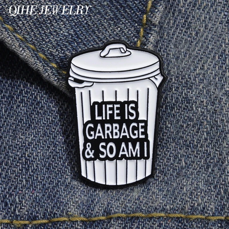 

Garbage White Trash Can Enamel Pins Brooch Badge Jewelry Custom Metal Cartoon Jewelry Gift Women Men Backpack Accessories