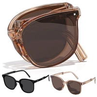 trendy square folding sunglasses uv400 unisex portable blue light blocking collapsible glasses light mirror fold shades eyewear