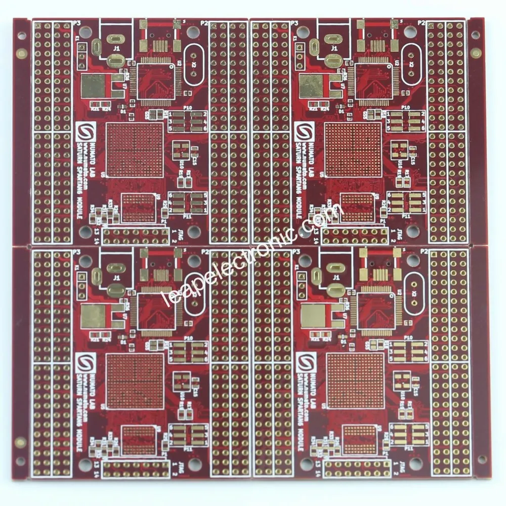 

2 layer red pcb card, printed circuit card prototype