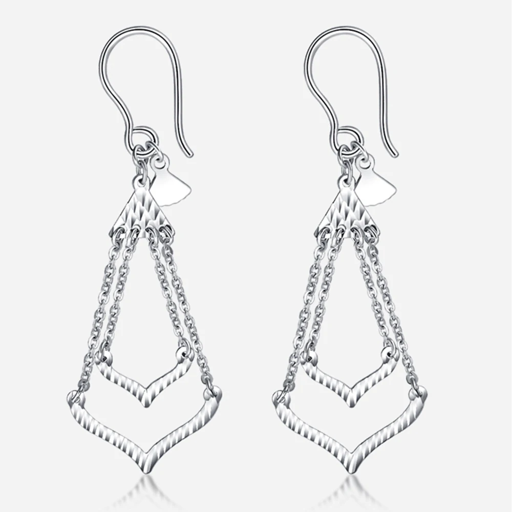 Настоящие твердые женские висячие серьги Pt950 Platinum 950 2 6-2 7 г