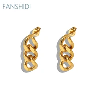 fanshidi stainless steellong drop earrings for women punk metal dangle earrings gold color pendientes de mujer