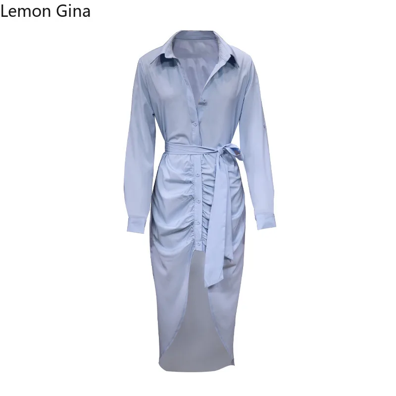 Женское однобортное платье-макси с отложным воротником и поясом - купить по