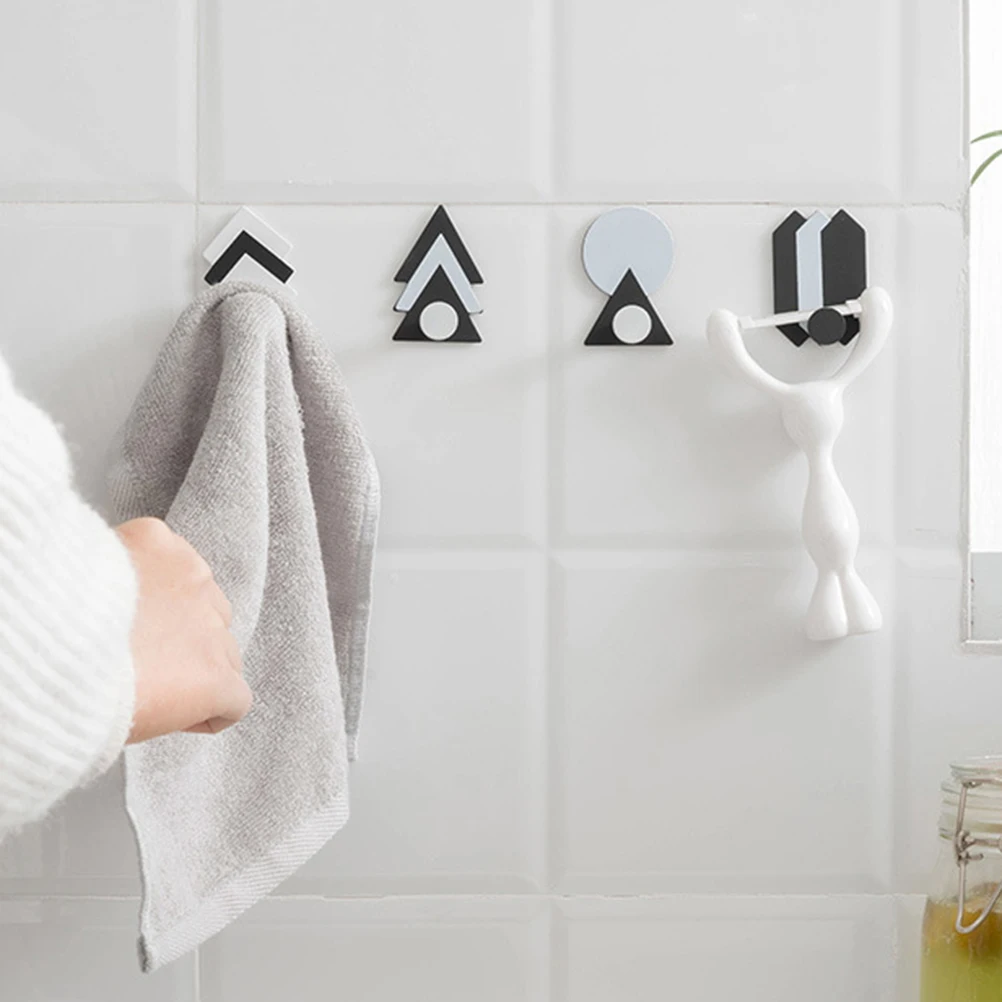 

4Pcs Geometric Metal Wall Hangers Hooks Nordic Bathroom Hanging Key Towel Holder Punch Free Self-adhesive Back Door Organizer