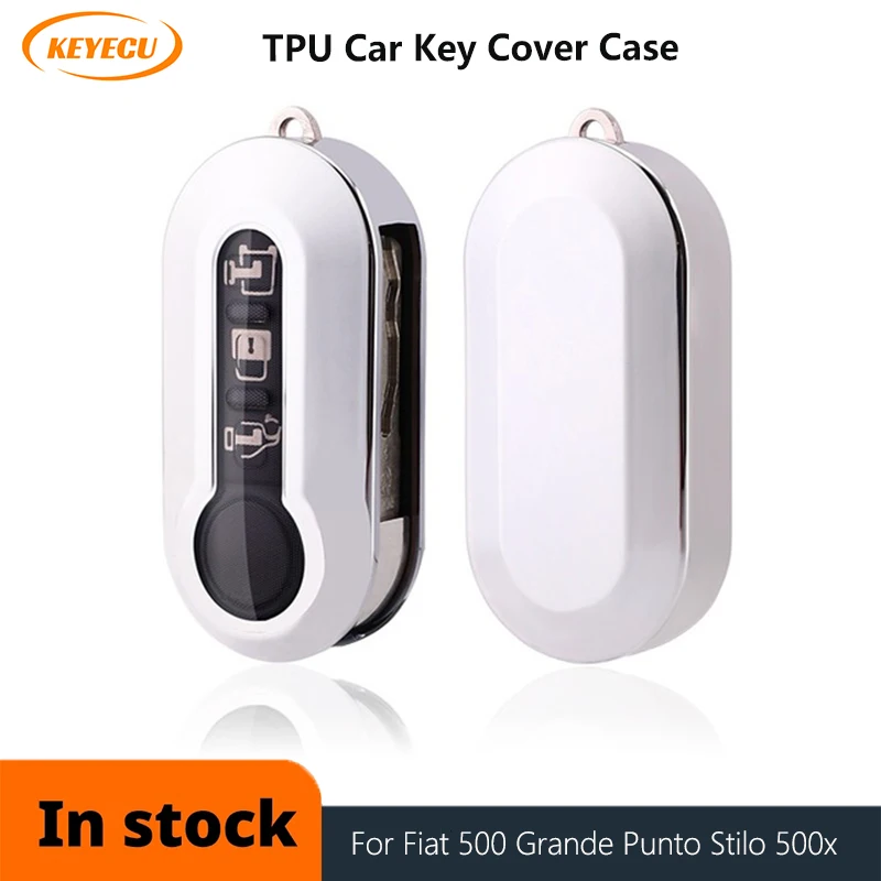 

KEYECU TPU Car Key Case Cover For Fiat 500 Grande Punto Stilo 500x Panda Ducato Flip Key Fob 3 Buttons Protecor