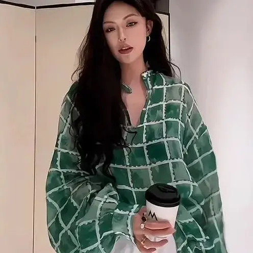 Блузка Женская Осенняя с V-образным вырезом и длинным рукавом