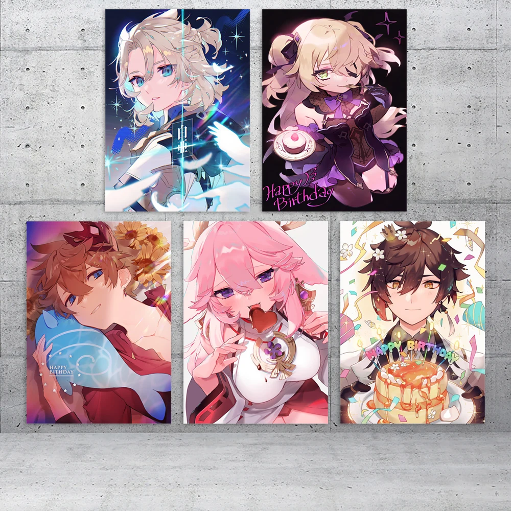 

Anime Modular Yae Miko Pictures Canvas Morax Prints Painting Genshin Impact Wall Artwork Tartaglia Poster Home Living Room Decor