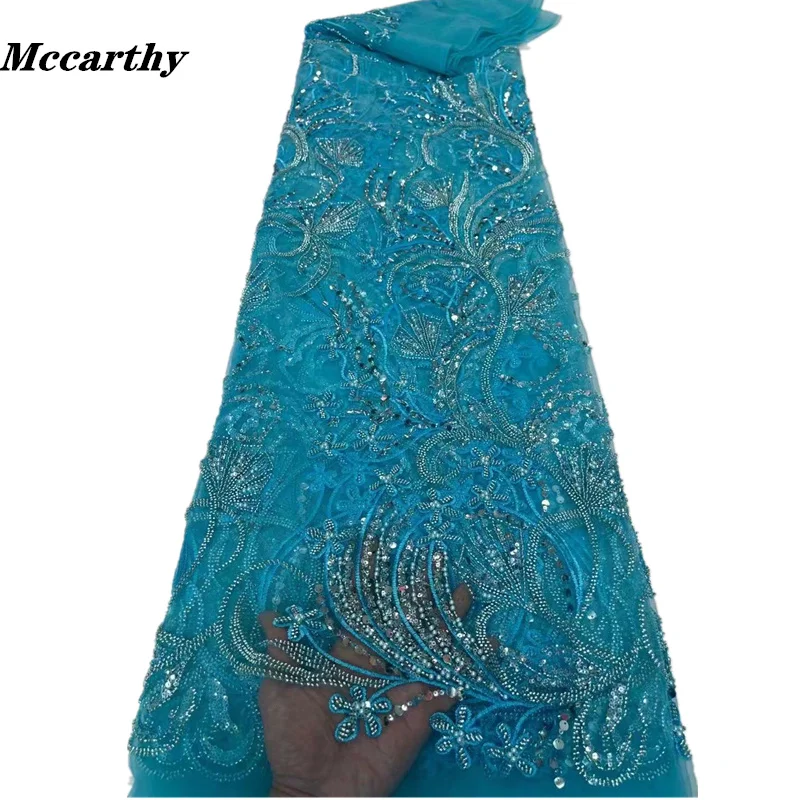 

Mccarthy Hing-End Luxury French Embroidery Groom Lace Fabric African Nigerian With Sequins Fabric For Wedding Dress Party