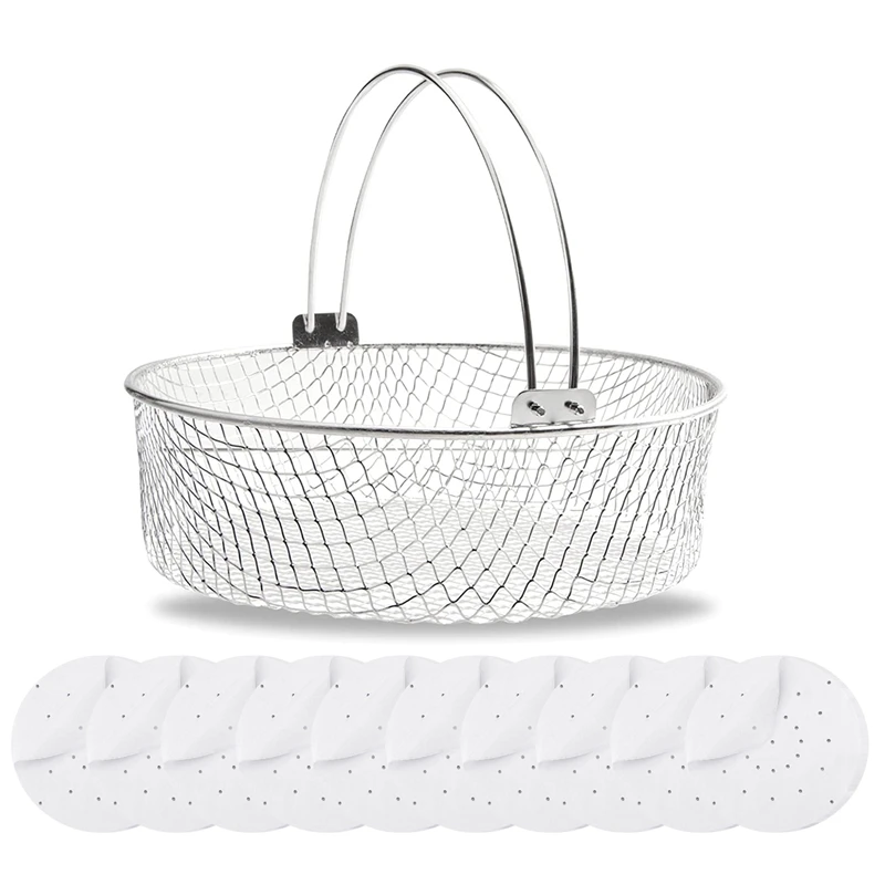 

Air Fryer Basket For Mesh Steamer Basket For Ninja Foodi 6.5, 8Qt,Air Fryer Basket,Air Fryer Crisping Basket With Handle